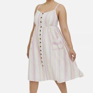 GUC Midi Linen Button-Front Dress